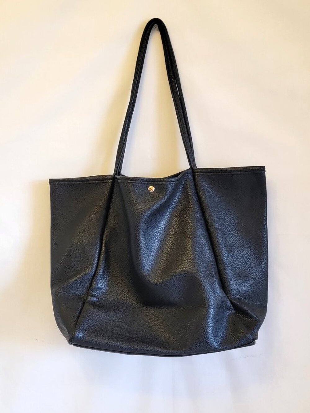HOXIS Stylish Oversize Vegan Leather Black Weekender Bag, Black $30